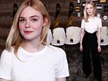 Elle Fanning shows off slender frame while promoting movie