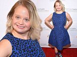 Lauren Potter looks lovely in blue leopard print dress