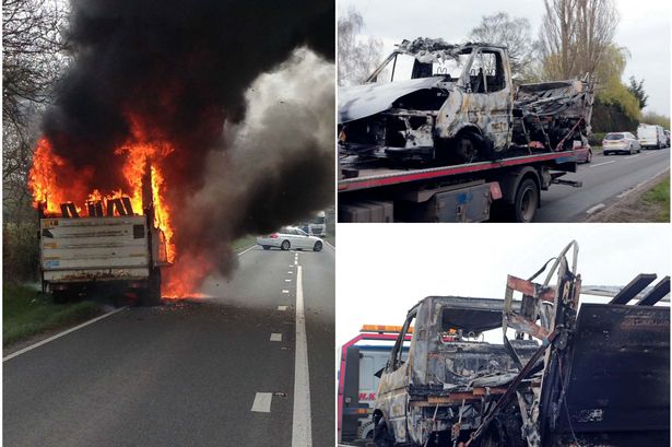 Van bursts into flames Wrexham