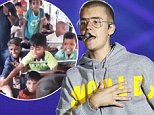Justin Bieber surprises a group of school kids in India