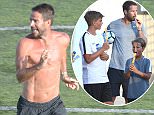 Jamie Redknapp plays football with sons in Mallorca
