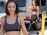 Cara Santana V-sign workout gear intense session