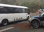High speed collision between tour bus and 4WD 