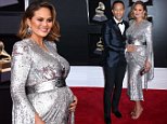 Pregnant Chrissy Teigen with John Legend at Grammys 2018