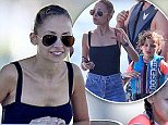 Makeup-free Nicole Richie relaxes on a boat with her lookalike daughter Harlow, 10, in Sydney