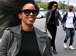 Kelly Rowland rocks a leather jacket and combat boots while out with husband Tim Weatherspoon