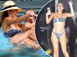 Kayla Rae Lochte flaunts fab figure in striped bikini on her bachelorette weekend