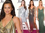 Irina Shayk flashes skin in gold alongside Gigi Hadid and Hailey Baldwin at Fashion Media Awards